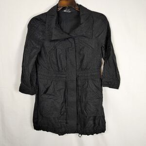 Armani Exchange Black Button Down Shirt Dress Women's Size Medium Drawstring Wai